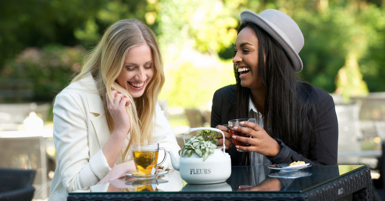 Two friends drinking tea. Two friends drinking tea.