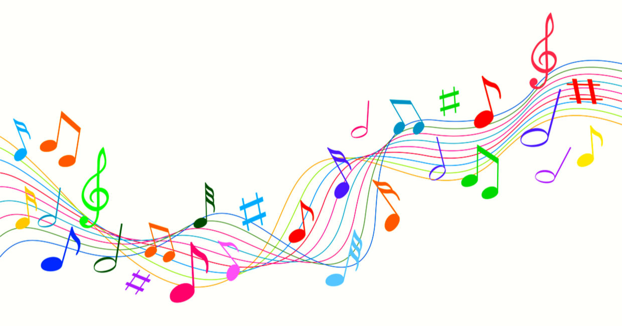 Colorful musical notes expressing the joy of music. Colorful musical notes expressing the joy of music.