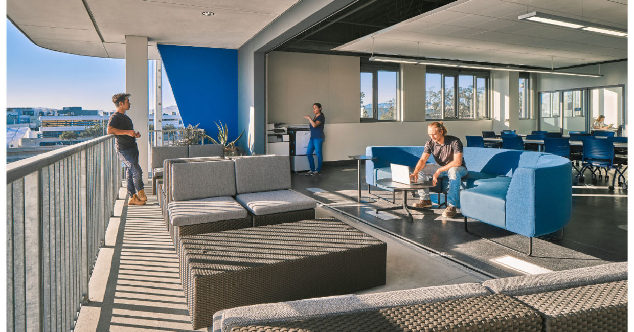 Innovative Interior at the new Discovery Building at California's Santa Monica High School.
