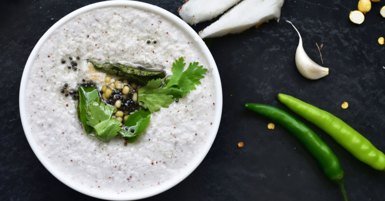 Classic Indian coconut chutney in a bowl. Classic Indian coconut chutney in a bowl.