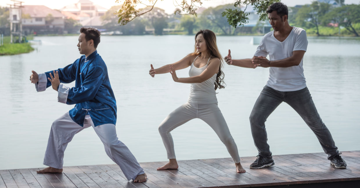 Practicing tai chi ipromotes wellness. Practicing tai chi ipromotes wellness.
