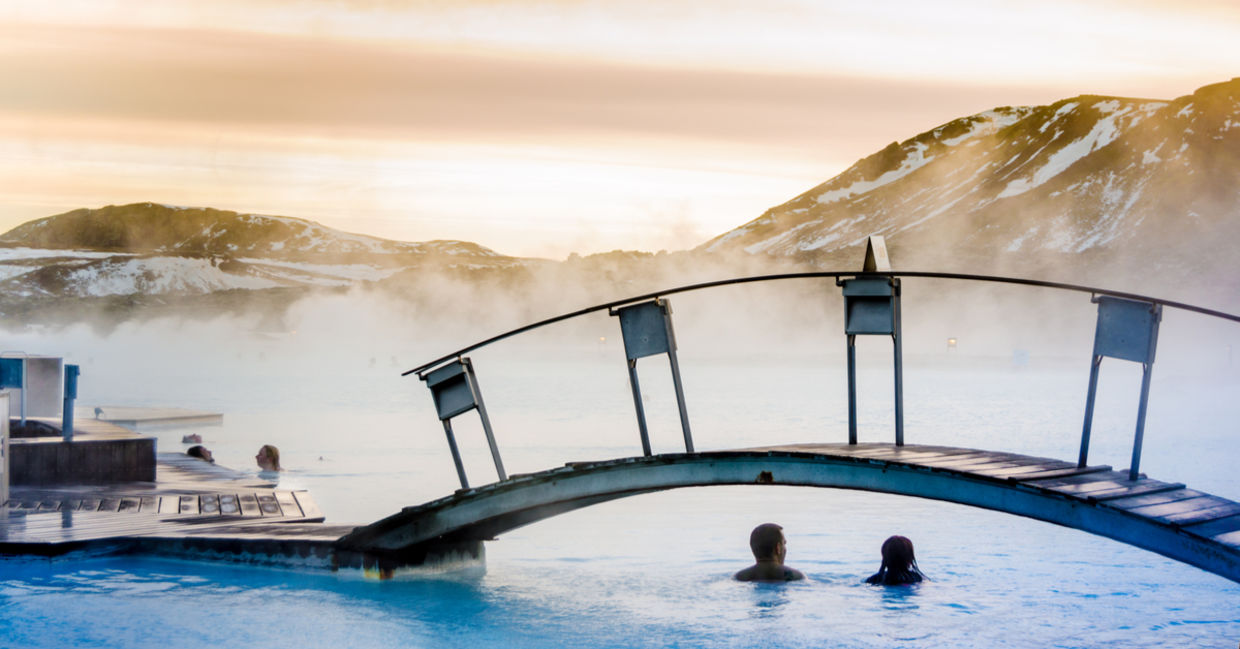 Enjoying the Blue Lagoon thermal springs. Enjoying the Blue Lagoon thermal springs.