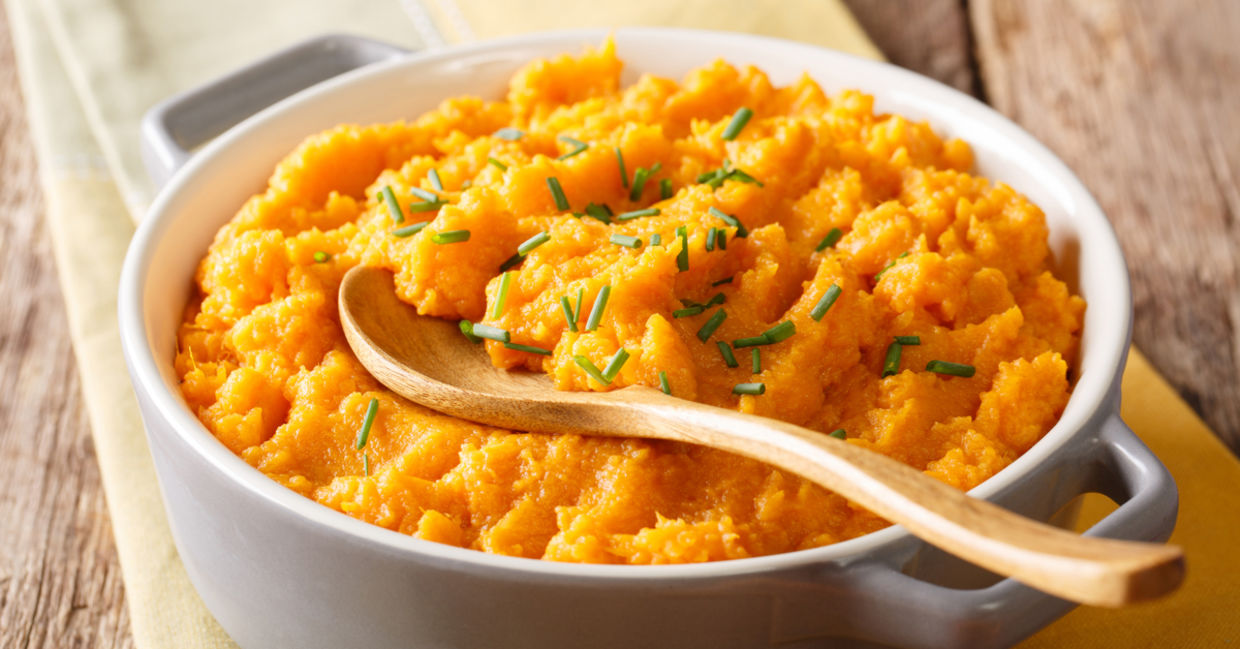 Mashed sweet potatoes are healthier than regular potatoes. Mashed sweet potatoes are healthier than regular potatoes.