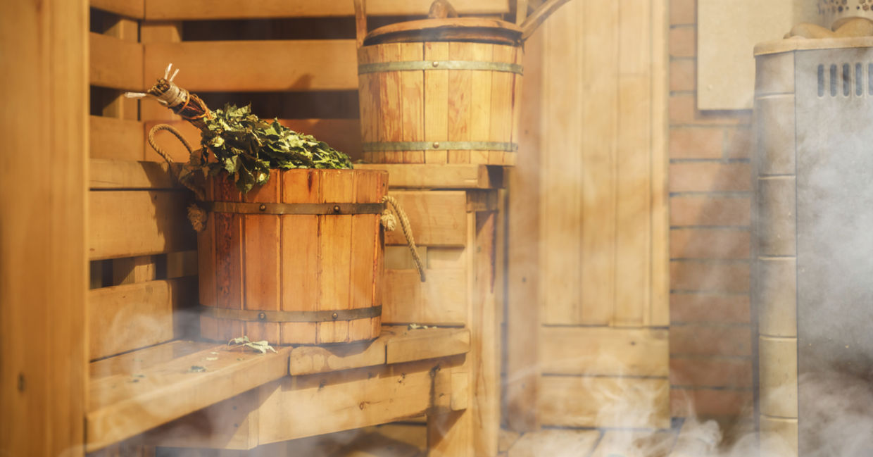 Relax in a Finnish sauna. Relax in a Finnish sauna.