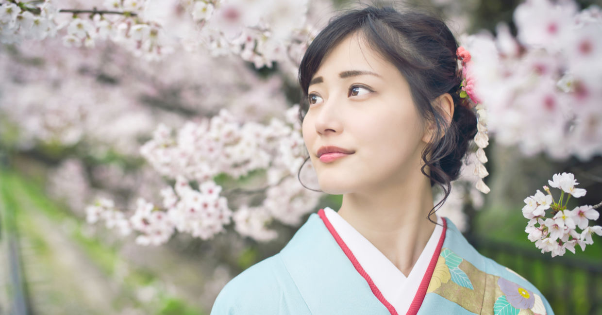 Japanese woman enjoying nature. Japanese woman enjoying nature.