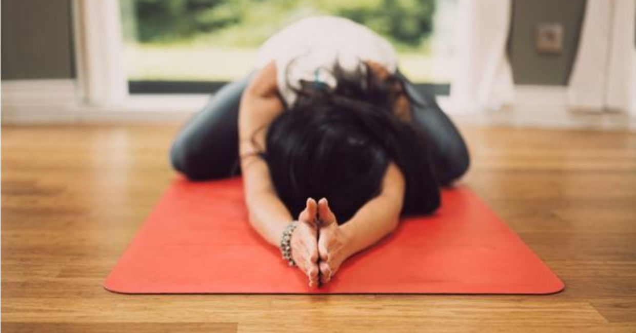 Release tension with the child’s pose. Release tension with the child’s pose.