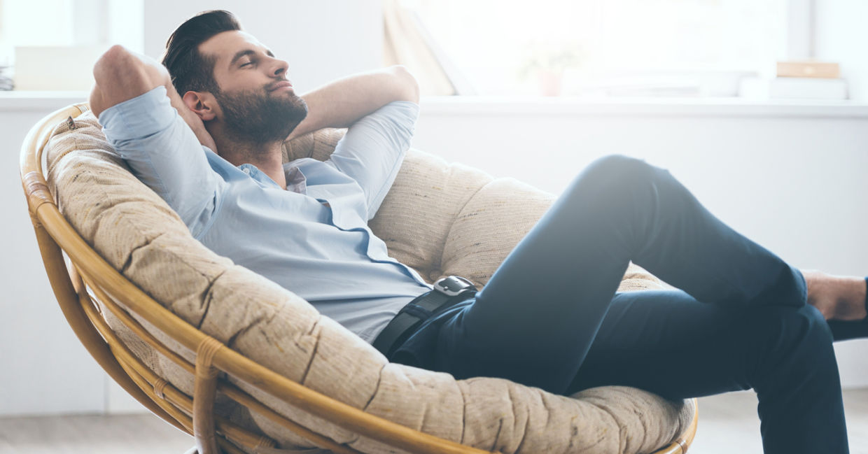 Very relaxed man. Very relaxed man.