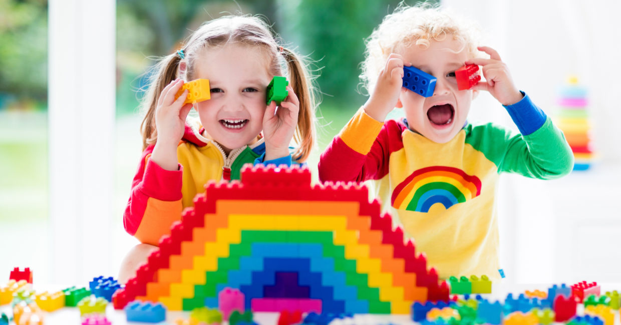 Kids playing with LEGO bricks. Kids playing with LEGO bricks.