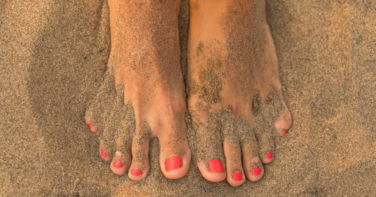 Feet in the sand get a massage and exfoliation. Feet in the sand get a massage and exfoliation.