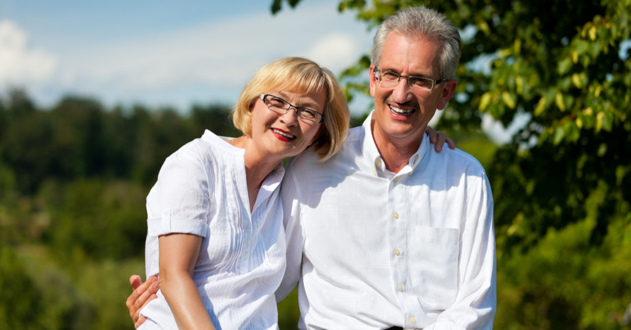 A smiling couple.