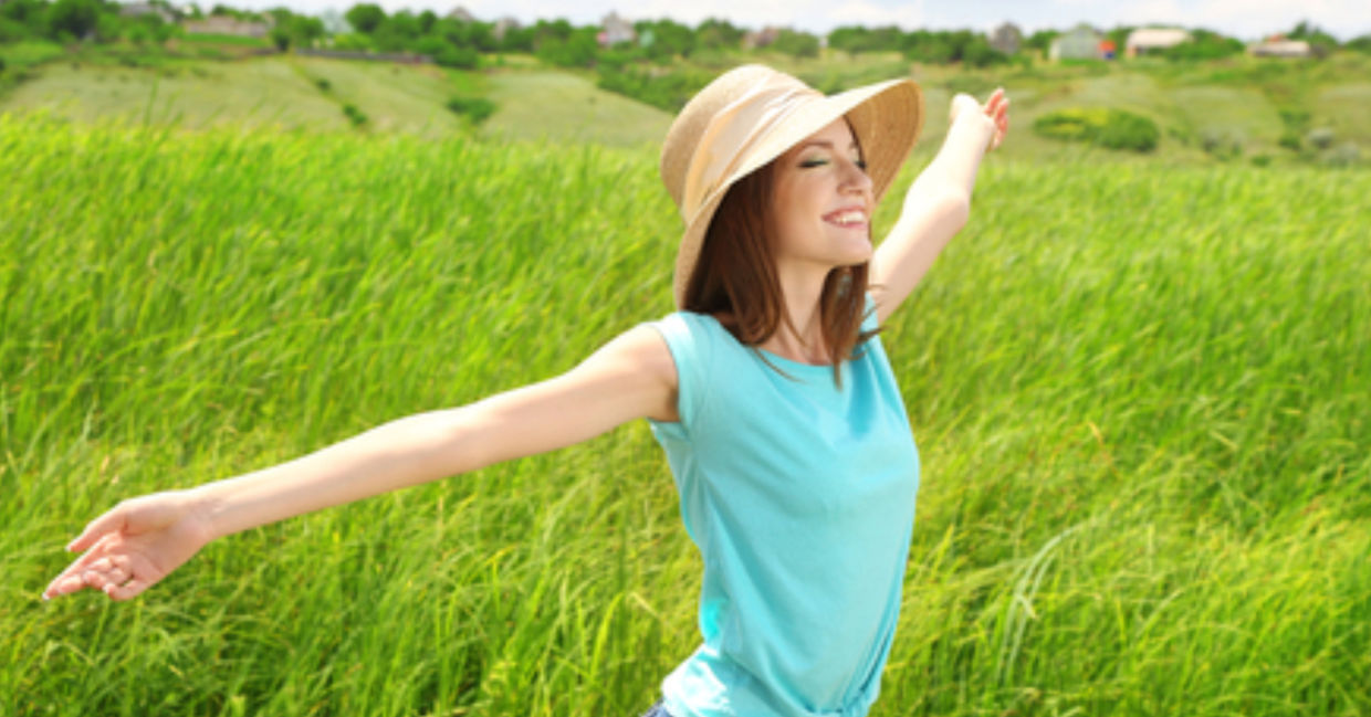 By being outdoors, a healthy woman is nurturing her skin microbiome. By being outdoors, a healthy woman is nurturing her skin microbiome.