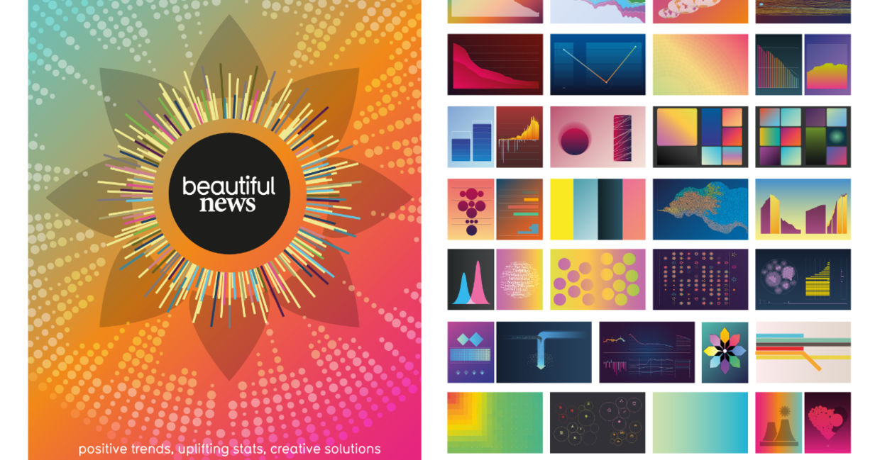 The book cover of Beautiful News: Positive Trends, Uplifting Stats, Creative Solutions. The book cover of Beautiful News: Positive Trends, Uplifting Stats, Creative Solutions.