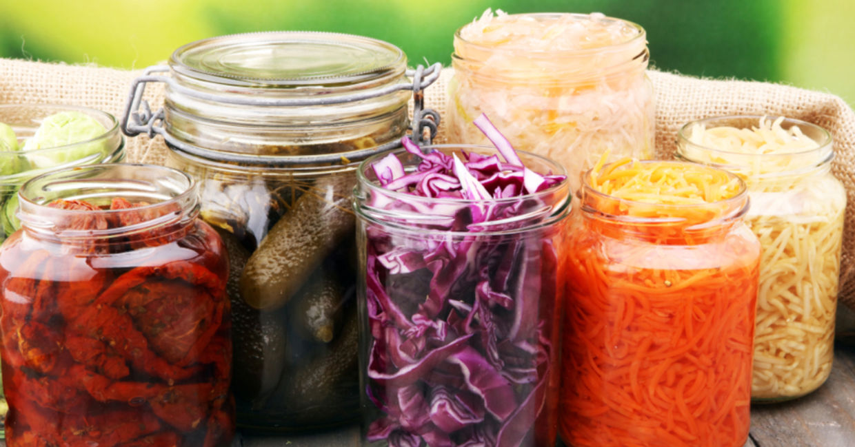 Jars of healthy, fermented food. Jars of healthy, fermented food.