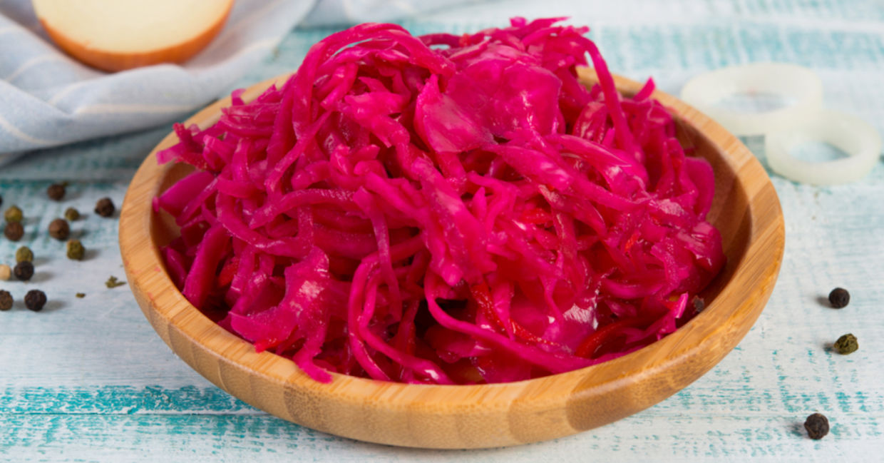 Red cabbage sauerkraut. Red cabbage sauerkraut.