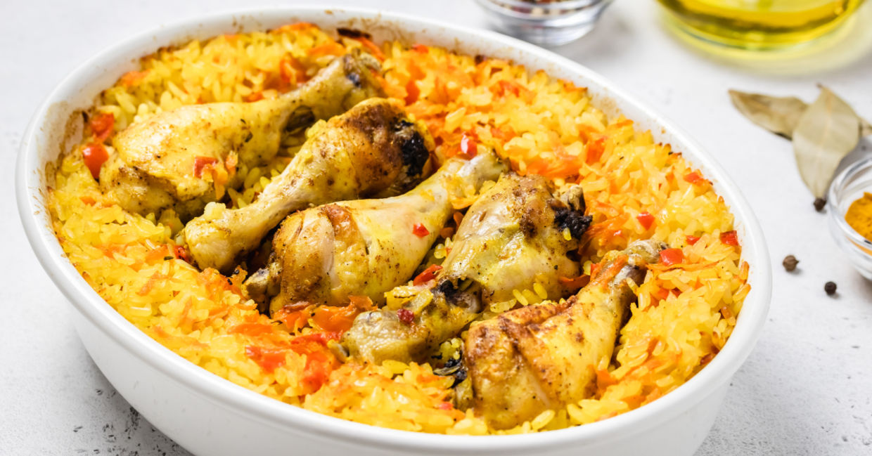 Chicken and rive is a healthy one-pot meal.