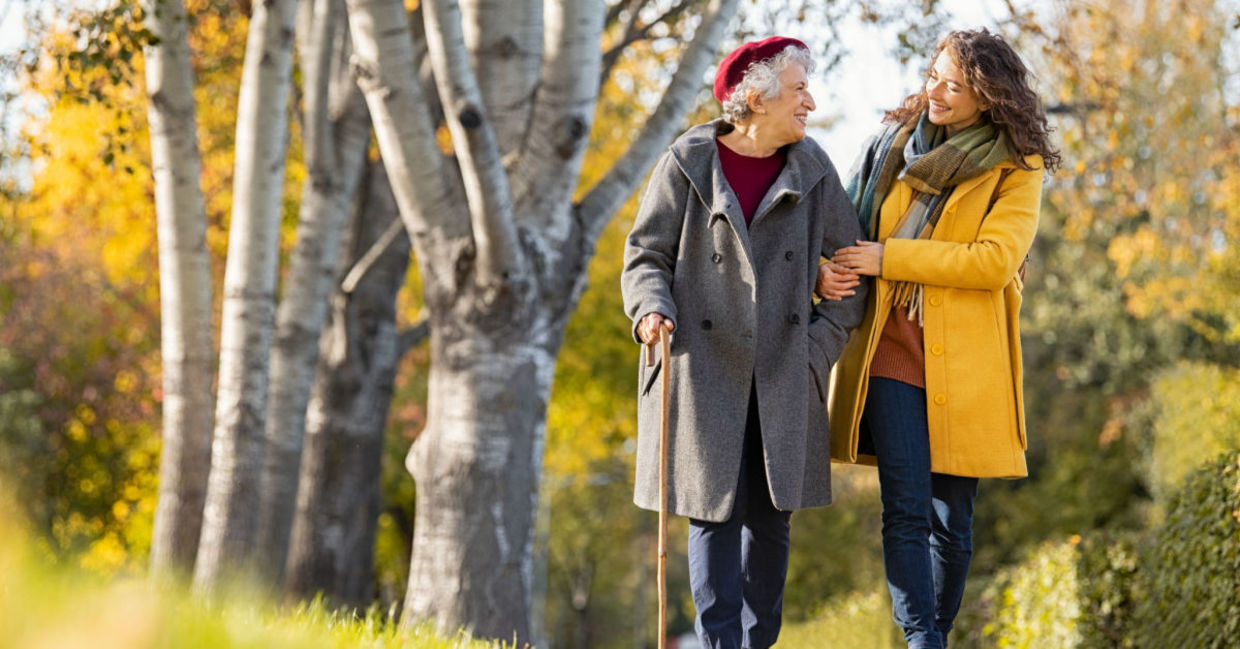 Being kind to an older neighbor.
