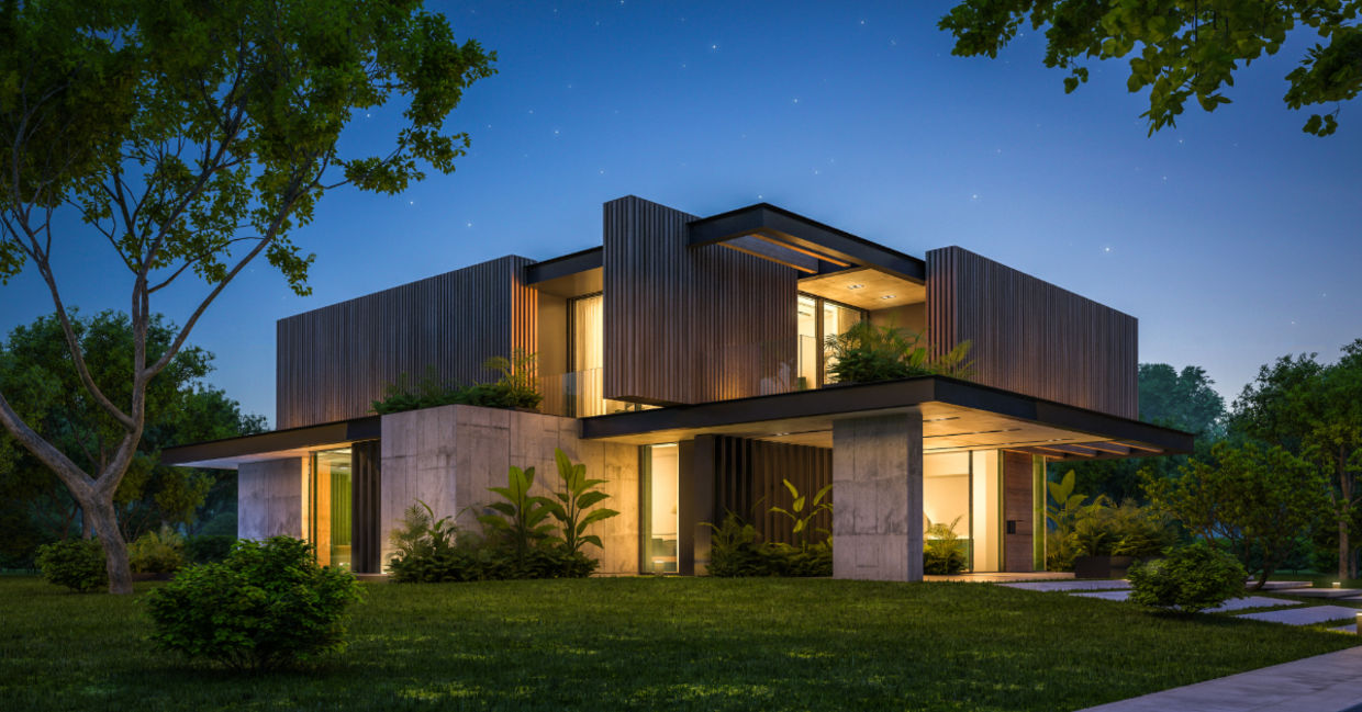 A modern house.