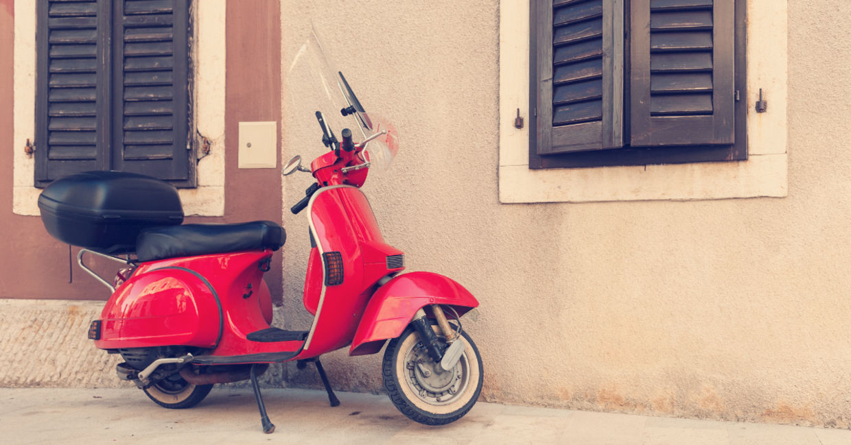 Red motorcycle.