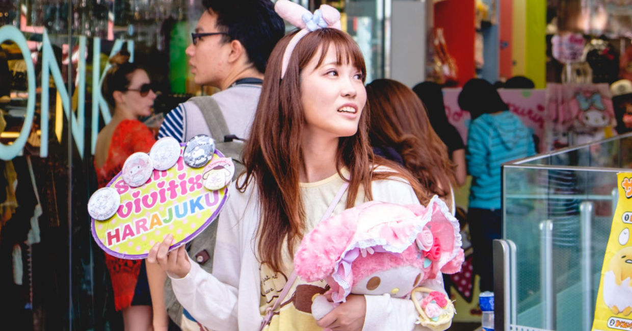 Japanese girl promoting kawaii