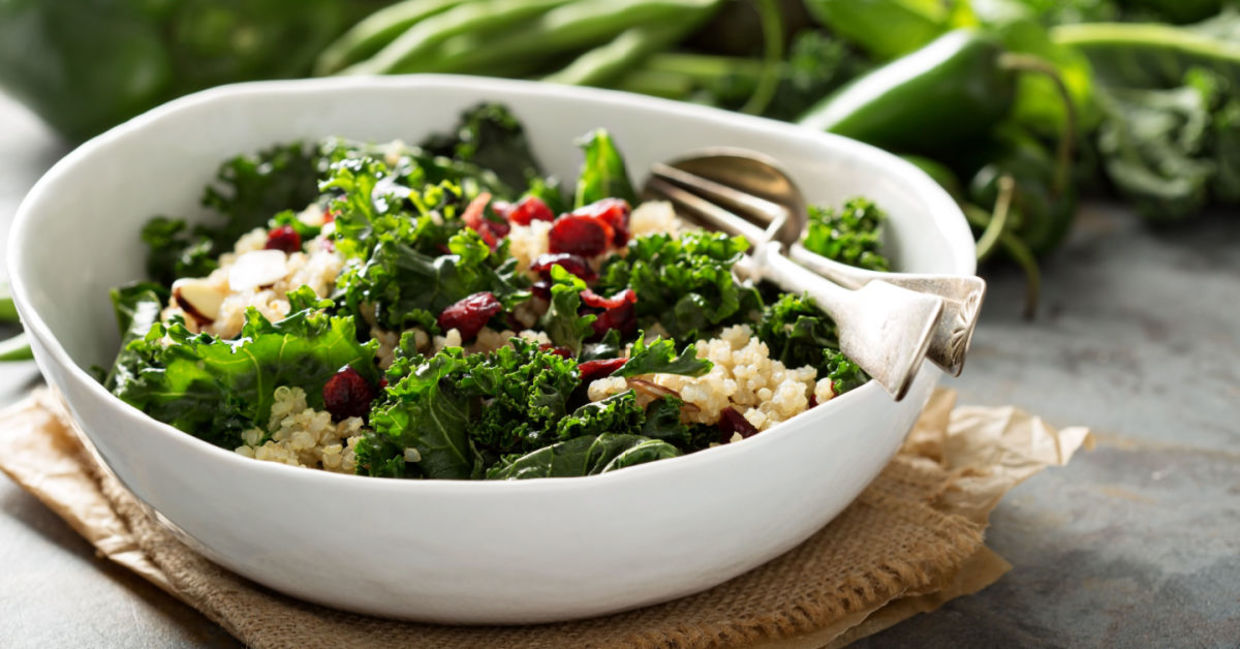 Healthy raw kale and quinoa salad. Healthy raw kale and quinoa salad.