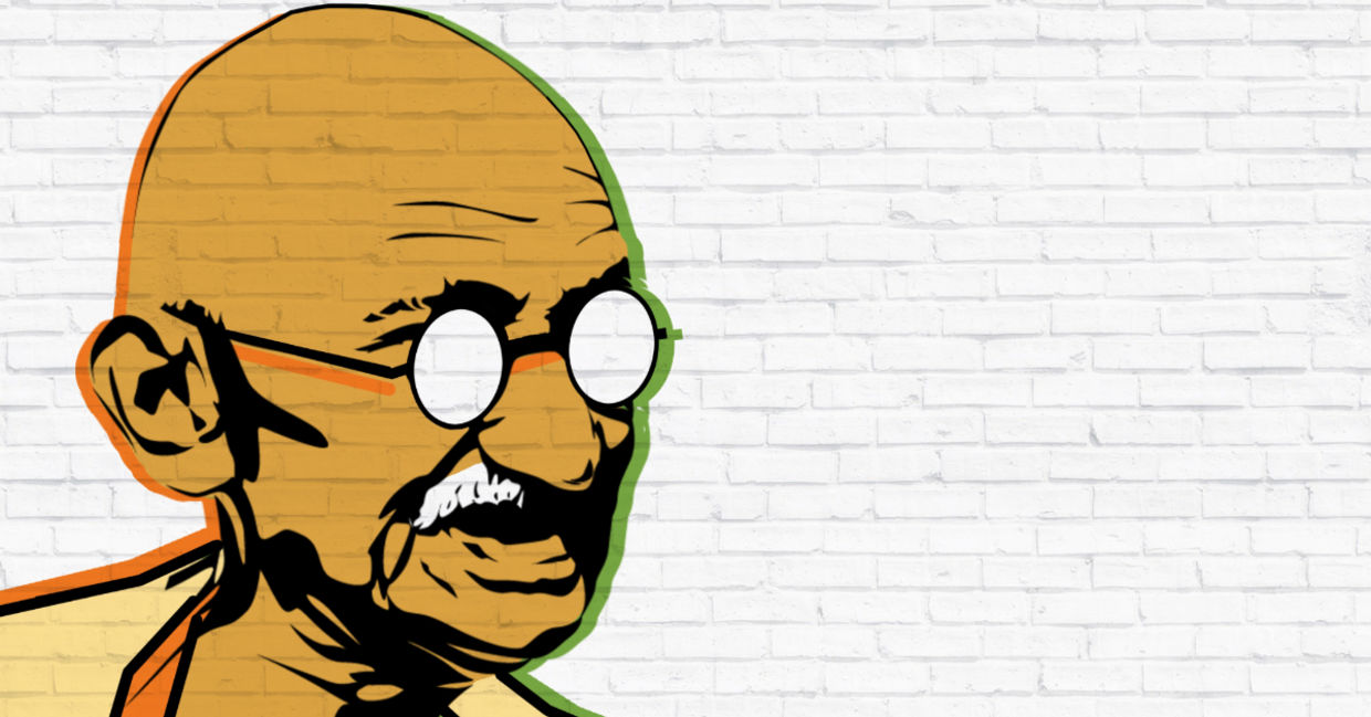 A painting of Mahatma Gandhi. A painting of Mahatma Gandhi.