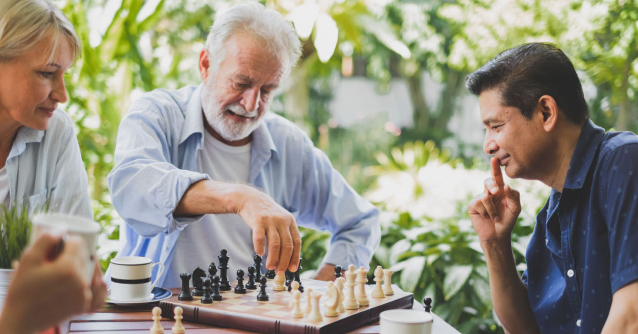 Friends playing chess. Friends playing chess.