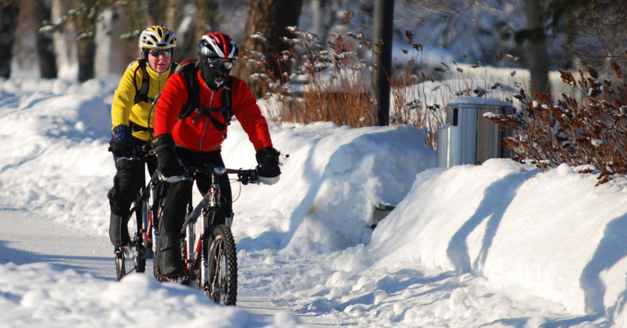Bicycling to work in Oulu, Finland.