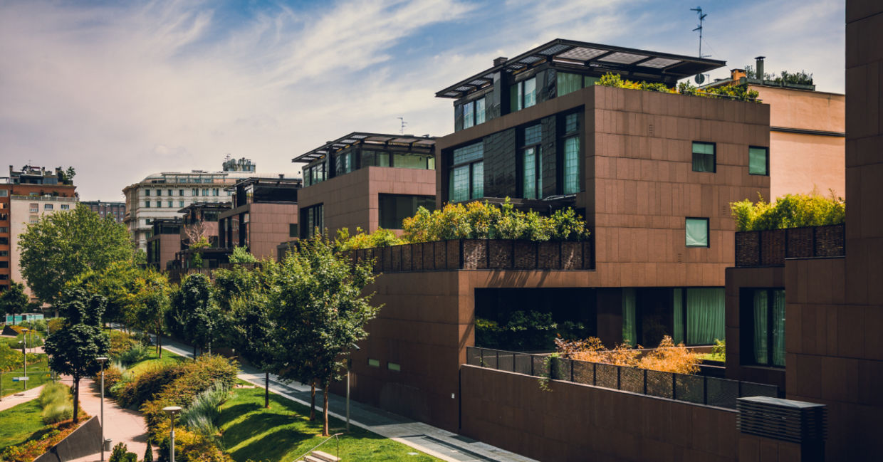 Modern buildings.