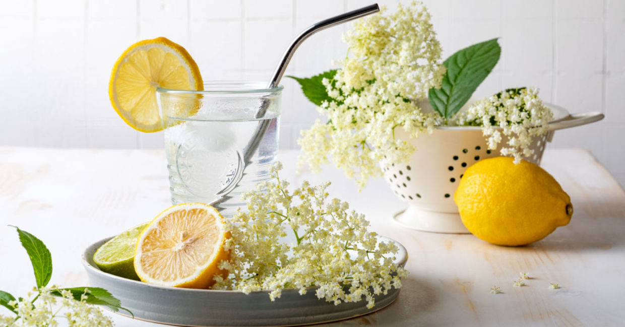 A healthy and refreshing glass of elderflower lemonade. A healthy and refreshing glass of elderflower lemonade.