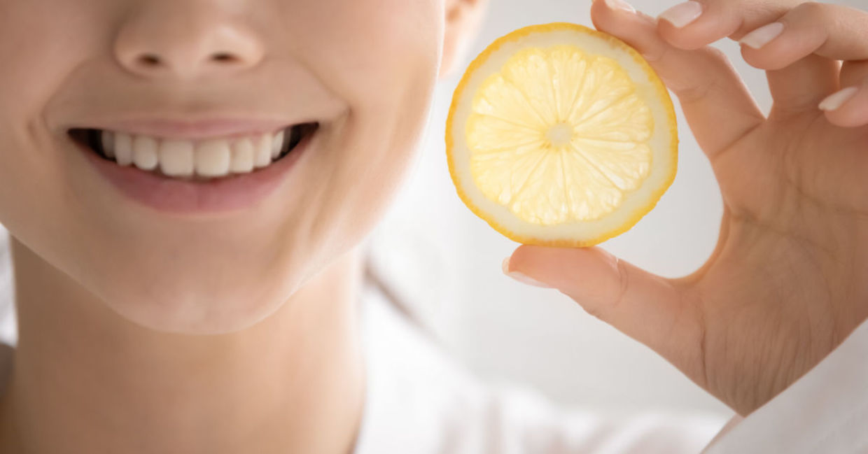 A lemon peel is good for antibacterial oral health. A lemon peel is good for antibacterial oral health.