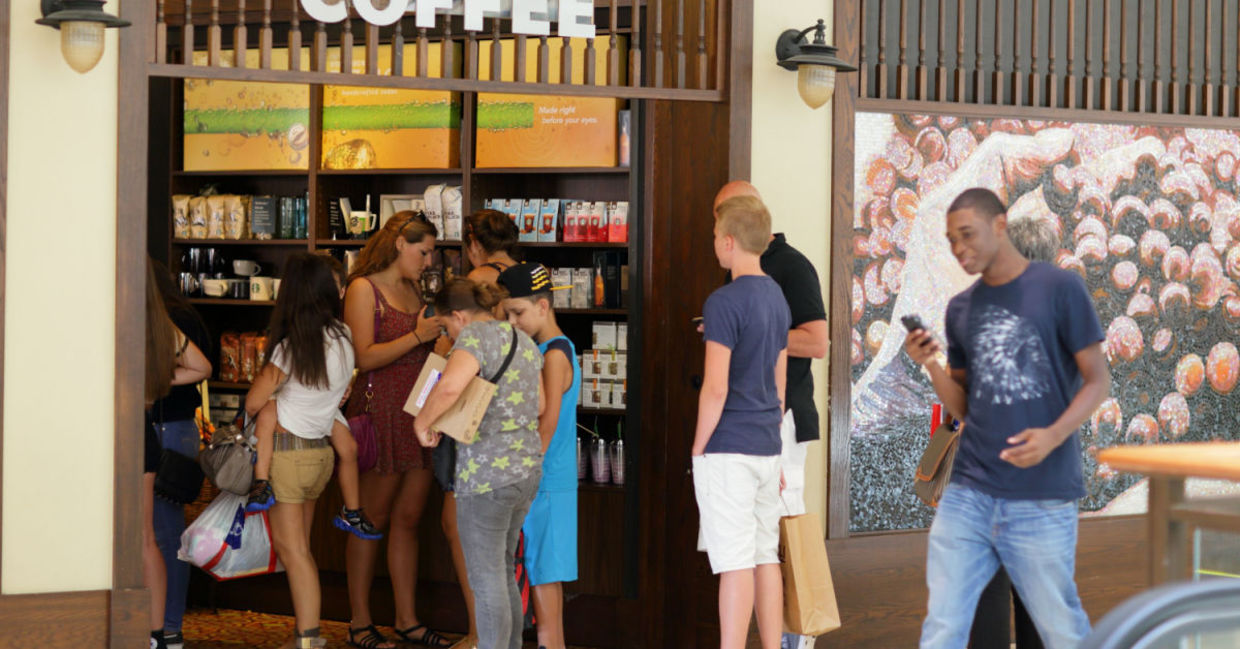 Coffee shop line.