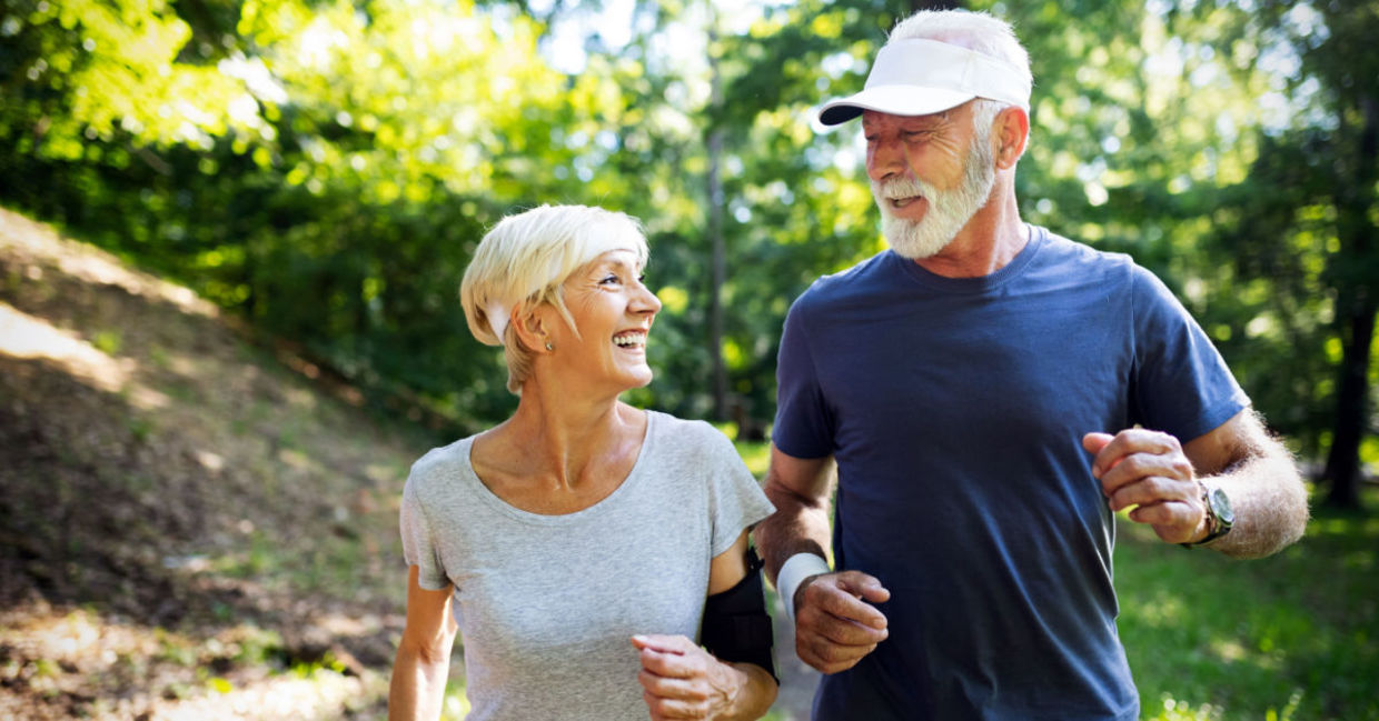 Senior couple enjoying exercising together. Senior couple enjoying exercising together.