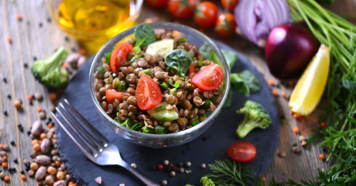 Lentil and veggie salad is good for your heart health. Lentil and veggie salad is good for your heart health.