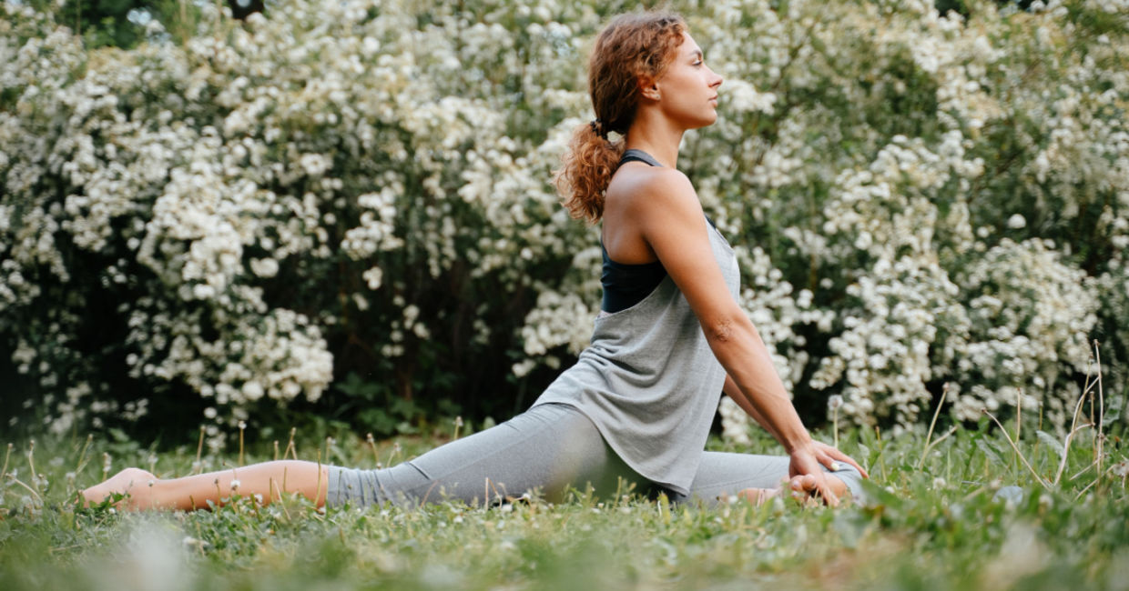 Doing yoga poses inspired by the air element.
