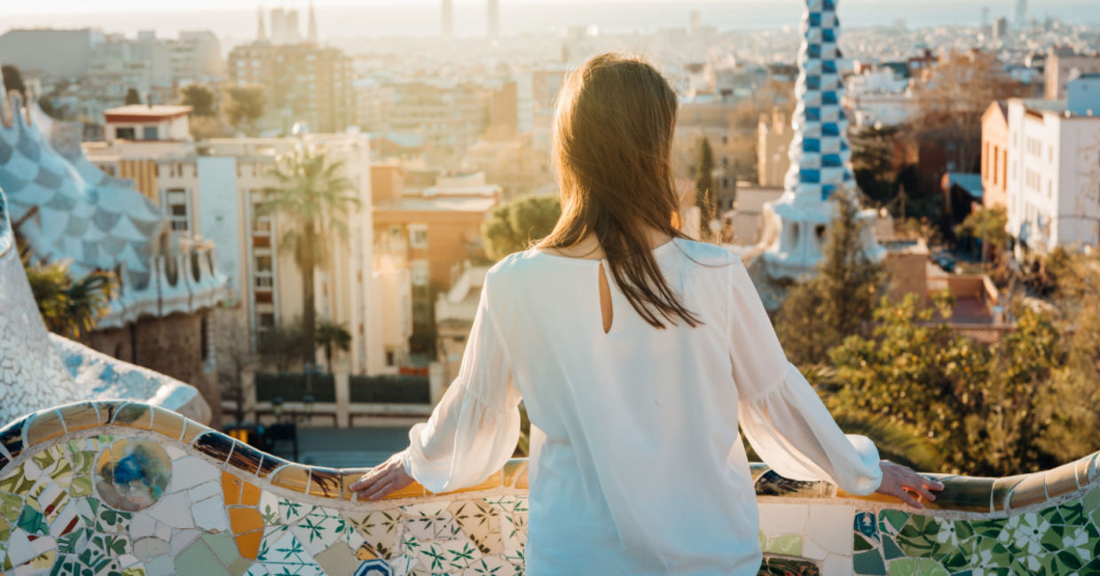 Woman enjoying a solo travel vacation. Woman enjoying a solo travel vacation.