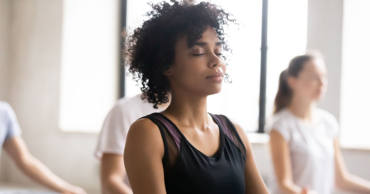 Practicing breath meditation. Practicing breath meditation.