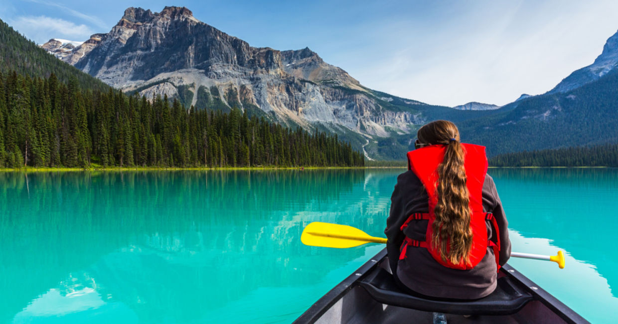 Canoeing on Emerald Lake. Canoeing on Emerald Lake.
