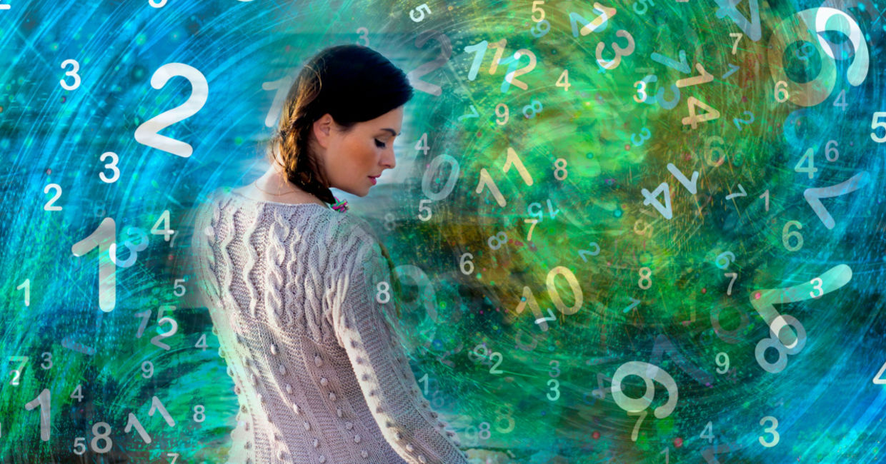 Woman surrounded by numerology. Woman surrounded by numerology.