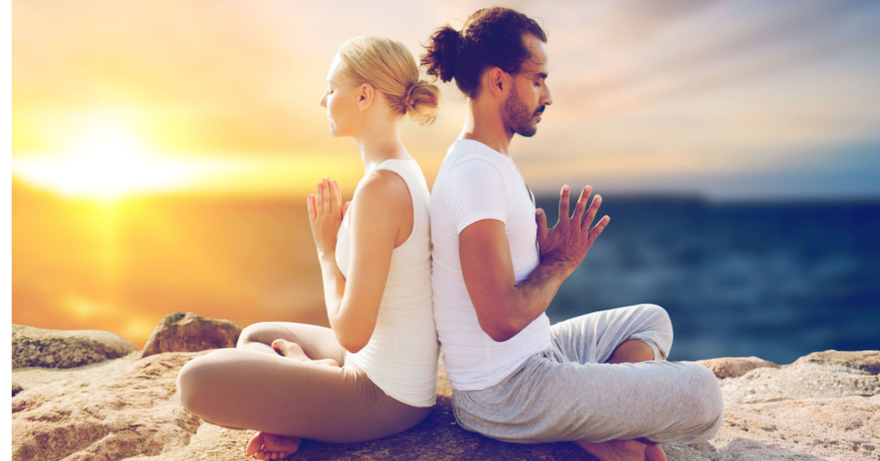 Couple meditating. Couple meditating.