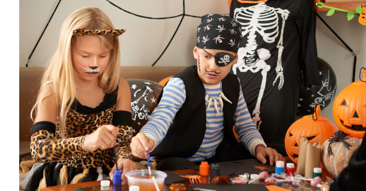 Woman in DIY Halloween makeup and costume. Woman in DIY Halloween makeup and costume.