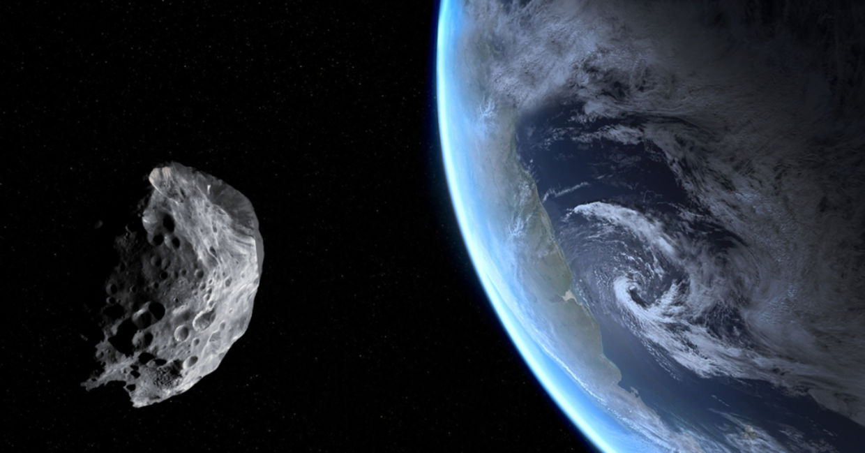 Blue Earth and asteroid. Blue Earth and asteroid.