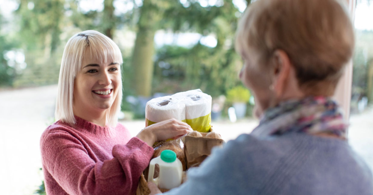 Help elderly neighbors by grocery shopping for them. Help elderly neighbors by grocery shopping for them.