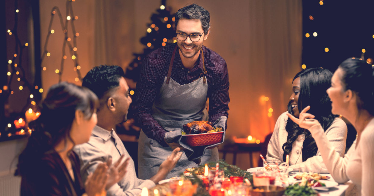 Friends enjoying Christmas dinner together. Friends enjoying Christmas dinner together.