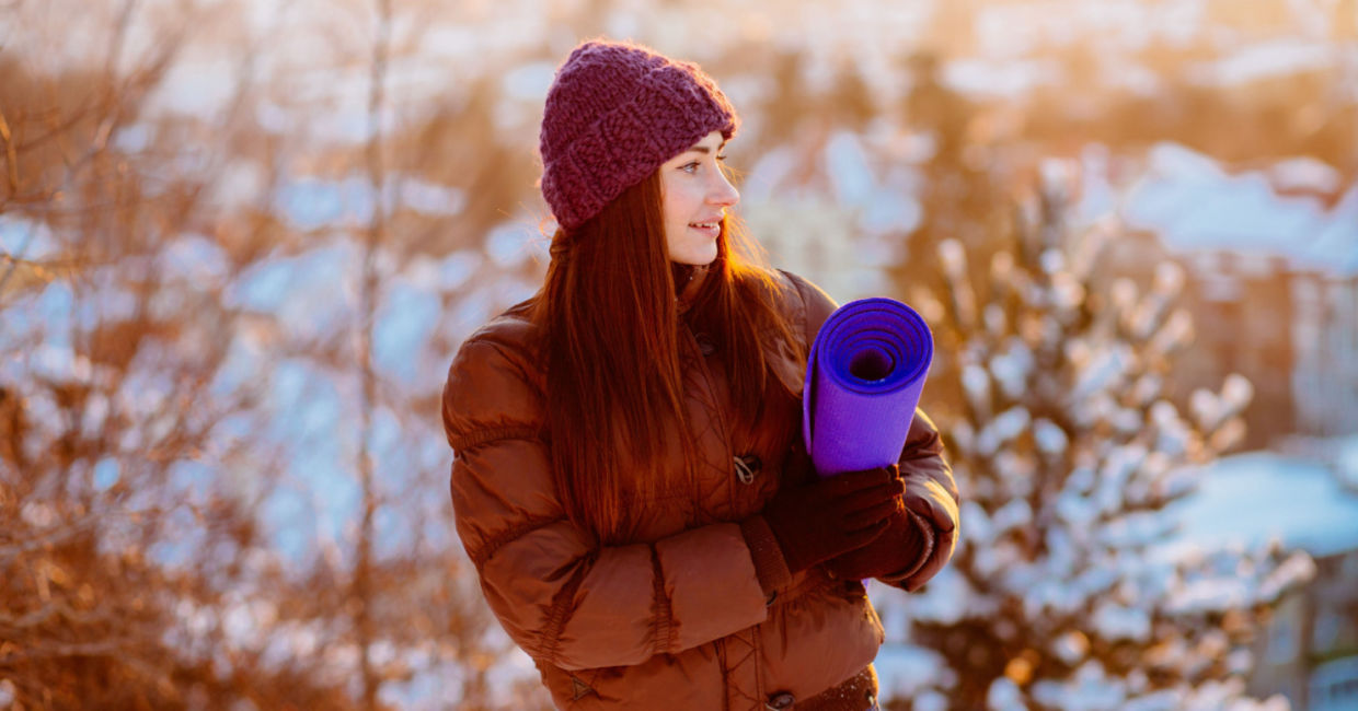 Getting ready for winter yoga. Getting ready for winter yoga.