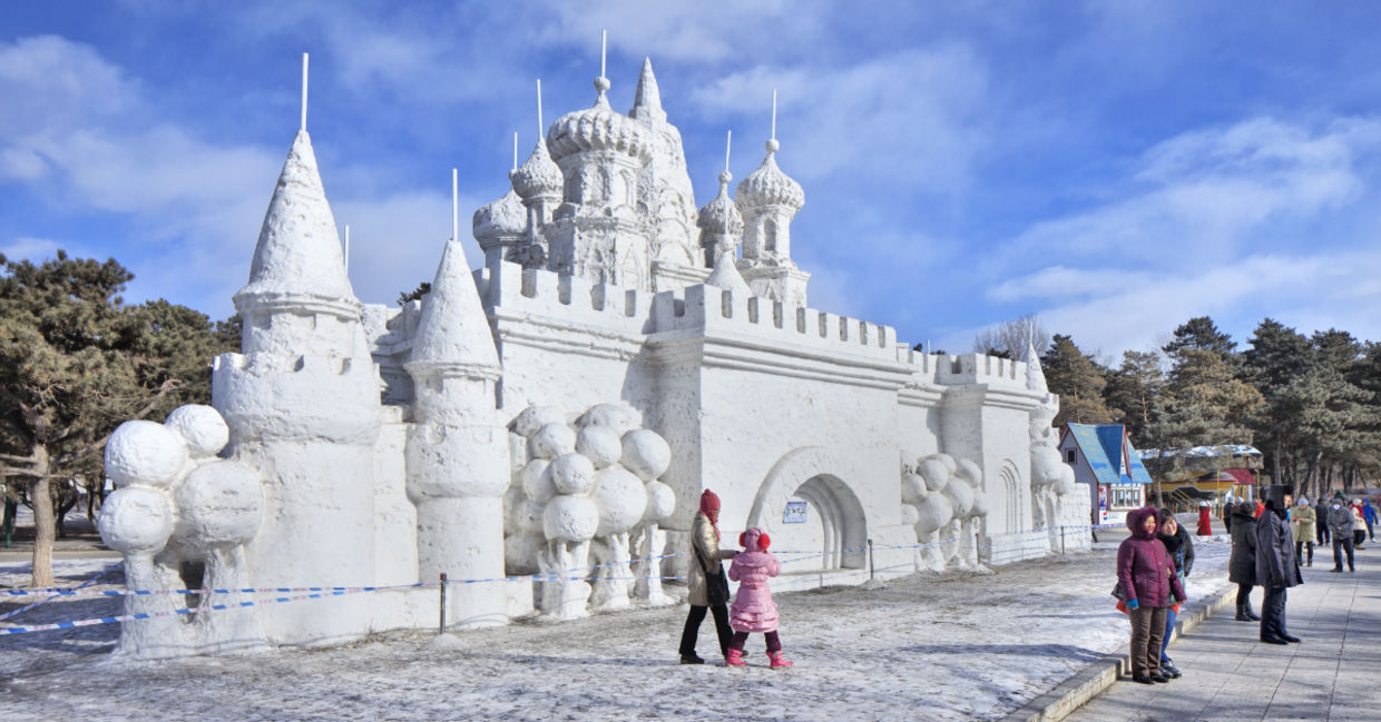 Snow sculptures in China. Snow sculptures in China.