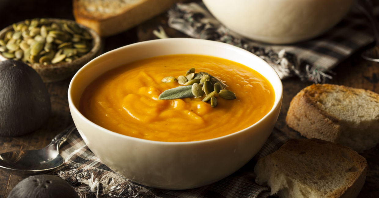 Hearty pumpkin soup makes a good winter dinner. Hearty pumpkin soup makes a good winter dinner.