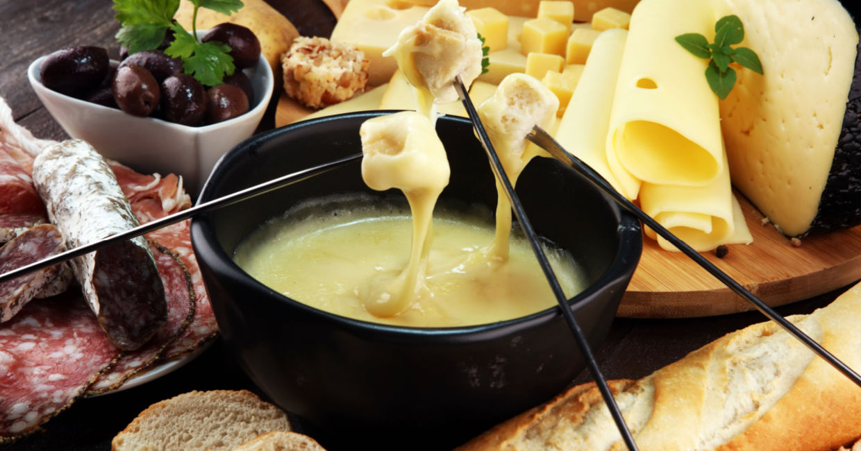 Swiss cheese fondue. Swiss cheese fondue.
