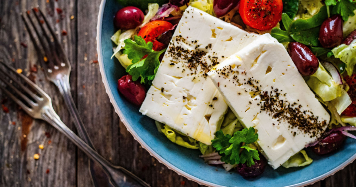Greek salad with feta cheese. Greek salad with feta cheese.