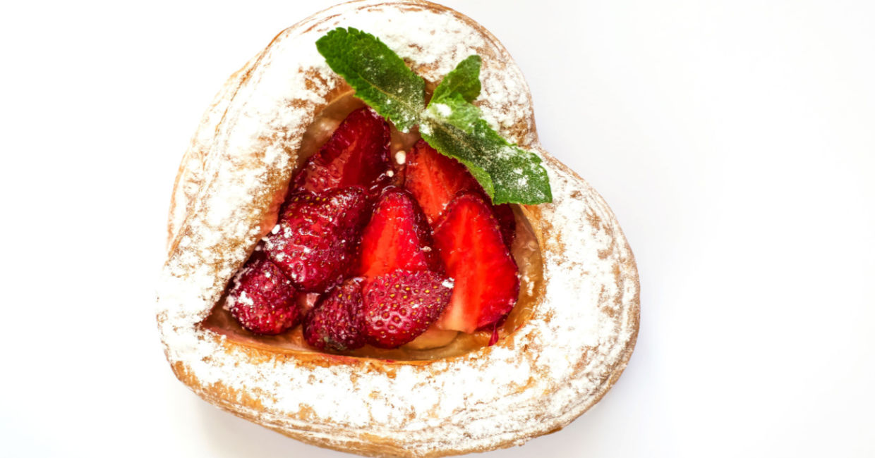 A romantic heart shaped strawberry tart. A romantic heart shaped strawberry tart.