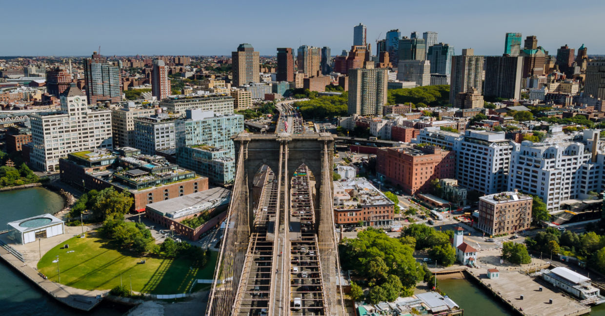 Downtown Brooklyn skyline from the iconic Brooklyn Bridge. Downtown Brooklyn skyline from the iconic Brooklyn Bridge.
